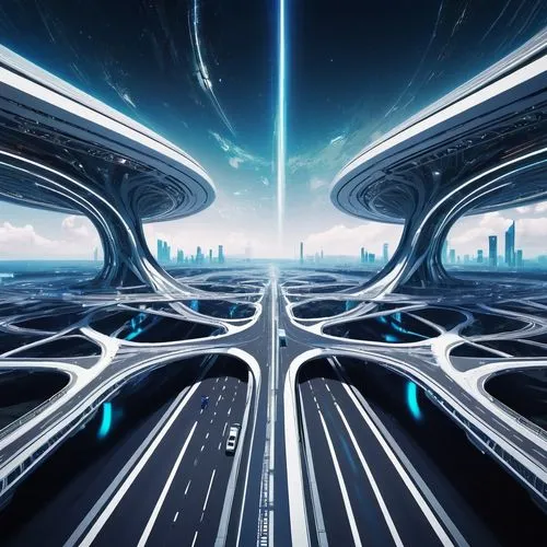 superhighways,futuristic landscape,tron,cybercity,futuristic architecture,superhighway,Conceptual Art,Sci-Fi,Sci-Fi 04