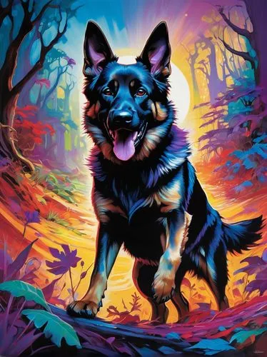 dog illustration,black shepherd,kodi,wolstein,barghuti,osita,australian kelpie,welin,koda,gsd,a police dog,pugmire,ein,cujo,kelpie,schindewolf,kerberos,sheinwold,suri,garrison,Conceptual Art,Oil color,Oil Color 04