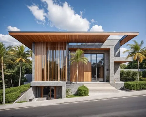 Architecture Design,a modern concrete building with lots of windows and palm trees,modern house,modern architecture,dunes house,florida home,tropical house,mayakoba,Photography,General,Realistic