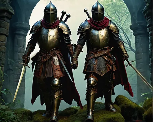 guards of the canyon,swordsmen,knight armor,knights,clergy,aa,hym duo,bach knights castle,assassins,warrior and orc,heroic fantasy,massively multiplayer online role-playing game,storm troops,patrols,castleguard,monks,templar,gladiators,lancers,protectors,Illustration,Realistic Fantasy,Realistic Fantasy 37