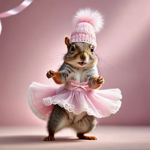 animals play dress-up,musical rodent,squirell,squirrel,little hat,the squirrel,chipmunk,dormouse,cute animal,racked out squirrel,eurasian squirrel,cute animals,relaxed squirrel,whimsical animals,little girl ballet,cute cartoon character,chipping squirrel,figure skater,squirrels,sciurus carolinensis,Photography,General,Natural