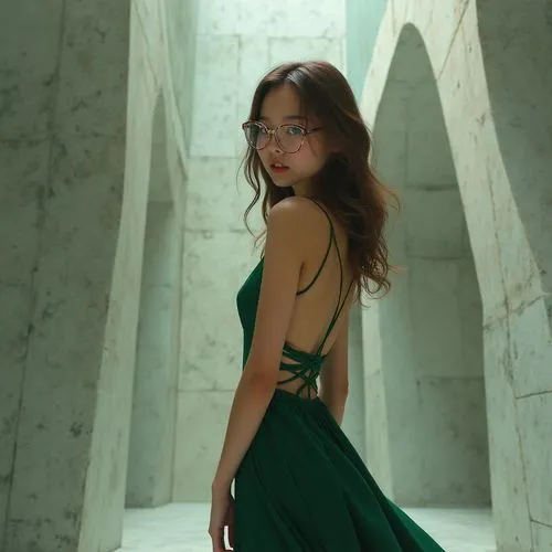 green dress,in green,cornelisse,emerald,pakorn,girl in a long dress