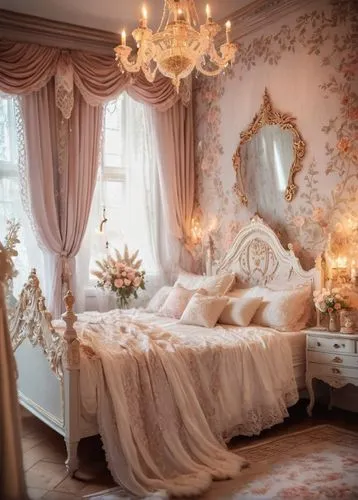 ornate room,the little girl's room,canopy bed,bridal suite,bedroom,sleeping room,bedding,room newborn,baby room,children's bedroom,great room,rococo,four poster,guest room,shabby chic,shabby-chic,victorian style,nursery decoration,bed linen,four-poster,Conceptual Art,Fantasy,Fantasy 27