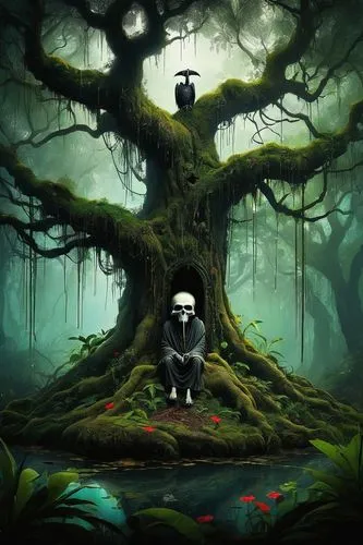 kodama,boonmee,slender,pierrot,shinigami,forest man,kakashi hatake,skotnikov,kakashi,skulked,haunted forest,killua hunter x,zacharie,skully,forest background,the forest,cartoon forest,the girl next to the tree,tree mushroom,automata,Illustration,Abstract Fantasy,Abstract Fantasy 01