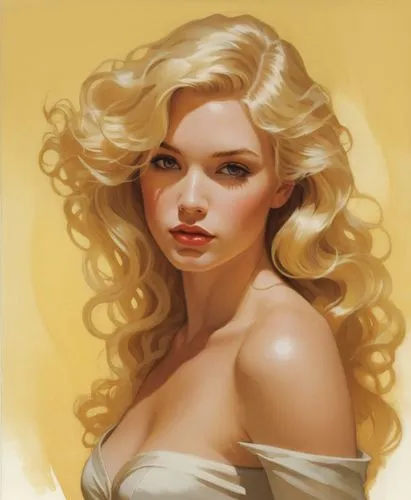 a young blonde woman, blonde wavy hair , beautiful skin,connie stevens - female,blonde woman,marilyn monroe,marylyn monroe - female,vanderhorst,monroe,struzan,marylin monroe,golden haired,currin,retro