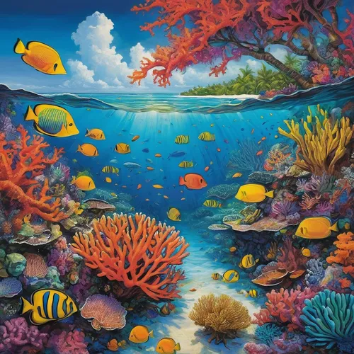 Create a poem inspired by the vibrant colors of Cayo Coco's coral reefs.,coral reef,underwater landscape,underwater background,coral reefs,aquarium,aquarium decor,coral reef fish,ocean underwater,ocea