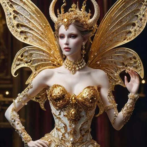 satine,baroque angel,goldwork,aureum,golden crown,venetian mask,Photography,General,Realistic