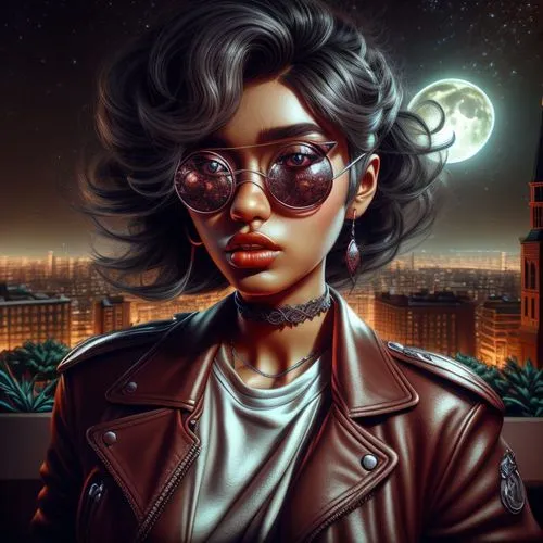 marla,aviators,sci fiction illustration,cyberpunk,cyber glasses,shadowrun,aviator,nightshades,world digital painting,neuromancer,kommissar,alita,afrofuturism,portrait background,astrobiologist,plissken,retro woman,contessa,transistor,marina