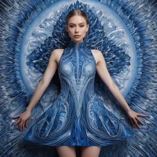 margairaz,margaery,fairy peacock,blue enchantress,blue peacock,ice queen,Illustration,Abstract Fantasy,Abstract Fantasy 21