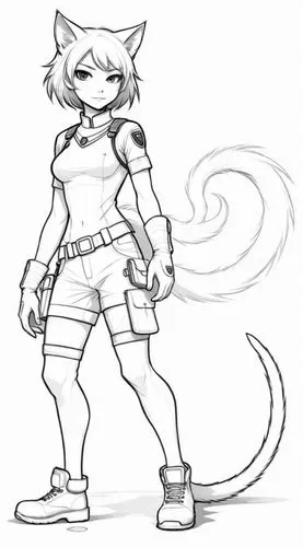 firecat,ferrin,anthro,tomboys,rollergirl,doodle cat,Design Sketch,Design Sketch,Detailed Outline