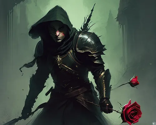 way of the roses,noble roses,arrow rose,black rose,scythe,assassin,spray roses,with roses,red rose,red rose in rain,hooded man,fallen petals,seerose,scent of roses,noble rose,petal of a rose,yellow rose background,the wanderer,reaper,grimm reaper,Conceptual Art,Fantasy,Fantasy 06