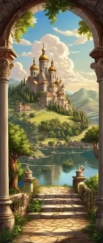 landscape background,cartoon video game background,meteora,fairy tale castle,fantasy landscape,background images,castle of the corvin,background image,background with stones,castel,panoramic landscape,backgrounds,fantasy picture,water castle,home landscape,fantasy world,lombardy,fairytale castle,an island far away landscape,beautiful landscape,Conceptual Art,Fantasy,Fantasy 27