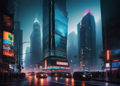 cybercity,cybertown,guangzhou,city at night,megapolis,skyscrapers,cityscape,metropolis,cyberpunk,shanghai,cyberport,cityscapes,black city,coruscant,cityzen,kinkade,futuristic landscape,city scape,fantasy city,skyscraper,Illustration,Abstract Fantasy,Abstract Fantasy 19