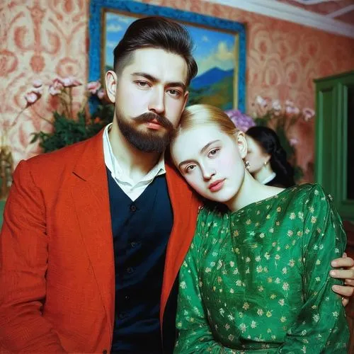 a man is leaning on a 's shoulder,yasumasa,vintage man and woman,kuklinski,parajanov,serebrennikov,manarov,Art,Classical Oil Painting,Classical Oil Painting 27