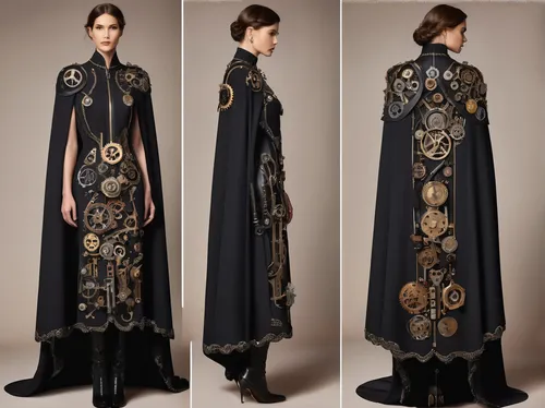 abaya,imperial coat,dress walk black,vestment,gothic fashion,academic dress,gothic dress,long coat,fashion design,steampunk,russian folk style,costume design,ethnic design,embellishments,dress form,art nouveau design,fashion designer,filigree,robe,cloak,Conceptual Art,Fantasy,Fantasy 25