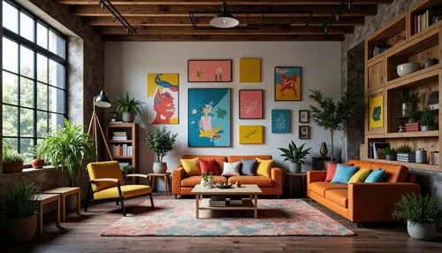 loft,boho art style,mid century modern,contemporary decor,living room,bohemian art,modern decor,interior decor,sitting room,interior design,home interior,boho art,livingroom,mid century,great room,lofts,interior decoration,decor,redecorate,interiors