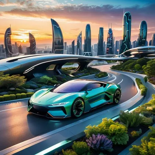 ford gt 2020,futuristic car,car wallpapers,3d car wallpaper,futuristic landscape,dubai,Conceptual Art,Sci-Fi,Sci-Fi 04