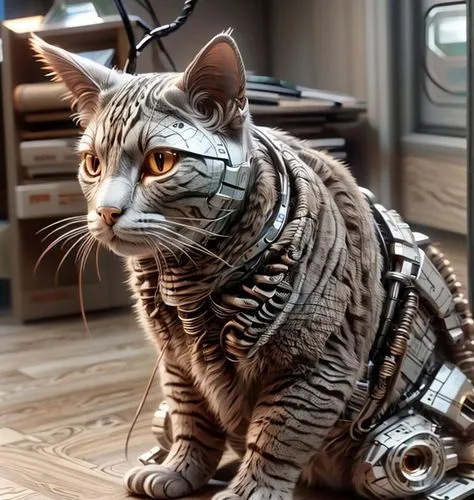 cat warrior,armored animal,silver tabby,cataphracts,chitauri,cyborg