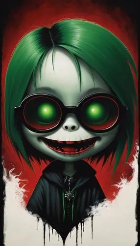 harley,killer doll,it,puppet,halloween vector character,greed,twitch icon,deadly nightshade,edit icon,dark art,joker,haunebu,the voodoo doll,halloween poster,daruma,gothic portrait,doll head,jägermeister,evil woman,imp,Illustration,Abstract Fantasy,Abstract Fantasy 22