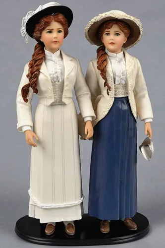 Titanic survivors Charlotte & Marjorie Collyer (2 months after the disaster on April 14th, 1912),doll figures,salt and pepper shakers,sewing pattern girls,porcelain dolls,joint dolls,dollhouse accesso