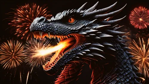 Firework dragon explosion black backdrop,dragon fire,new year vector,dragonfire,firedrake,fireworks background,black dragon,fire breathing dragon,darragon,anguirus,garridos,dragonja,painted dragon,fir