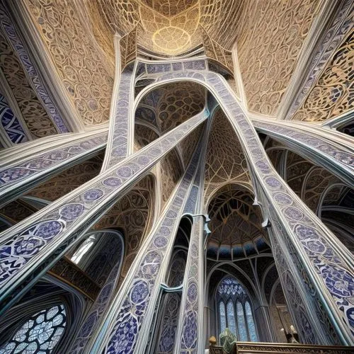 gothic architecture,islamic architectural,gaudí,sagrada familia,iranian architecture,the hassan ii mosque,medieval architecture,islamic pattern,vaulted ceiling,medrese,organ pipes,byzantine architecture,alabaster mosque,intricate,persian architecture,alcazar of seville,lattice windows,the palau de la música catalana,lattice window,hassan 2 mosque