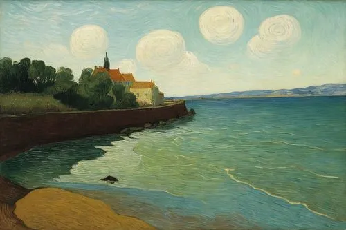 lake neuchâtel,landscape with sea,coastal landscape,beach landscape,vincent van gough,odilon,sea landscape,postimpressionist,aubin,luhe,impressionism,tuxen,suaudeau,ausley,vincent,lutteroth,sabourin,pechstein,post impressionism,gogh,Art,Artistic Painting,Artistic Painting 03