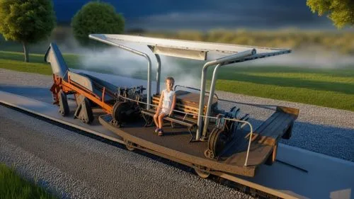 Véhicule hypotonie sur rails avec plateforme juste derriere et arbre et grand,long cargo truck,pipeline transport,boat trailer,freight wagon,road train,goods wagons,rail transport,cargo car,merchant t