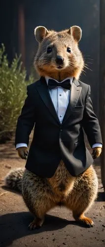 suit actor,musical rodent,madagascar,squirell,quokka,business man,businessman,the suit,conductor,rocket raccoon,raccoon,cangaroo,suit,anthropomorphized animals,ceo,gerbil,pubg mascot,james bond,strohbär,coatimundi,Photography,General,Fantasy