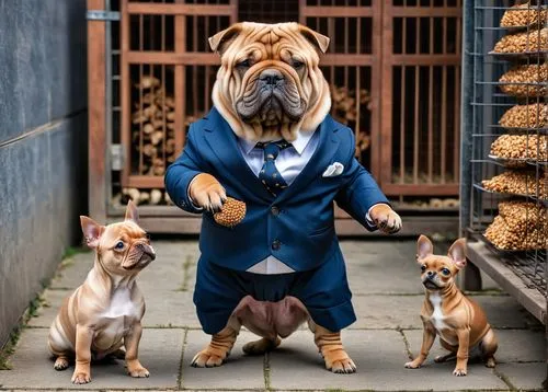 doormen,doggfather,dogue de bordeaux,bodyguards,topdog,dwarf bulldog,Photography,General,Realistic