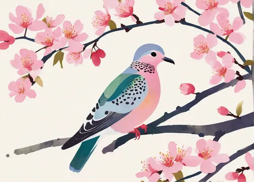 spring bird,flower and bird illustration,japanese floral background,bird illustration,bird painting,spring background,springtime background,blue birds and blossom,spring greeting,japanese sakura background,takato cherry blossoms,passenger pigeon,spring blossom,spring blossoms,floral and bird frame,asian bleeding-heart,almond blossom,cute parakeet,almond blossoms,bird flower,Illustration,Vector,Vector 08