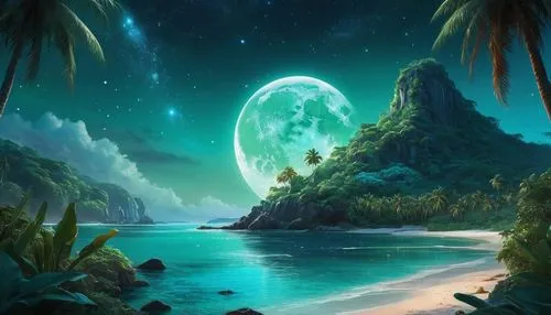 emerald sea,ocean background,ocean paradise,an island far away landscape,fantasy landscape,tropical sea,fantasy picture,moon and star background,landscape background,tropical island,full hd wallpaper,beautiful wallpaper,nature background,dream beach,islands,island,beach landscape,mermaid background,green island,cartoon video game background,Photography,General,Natural