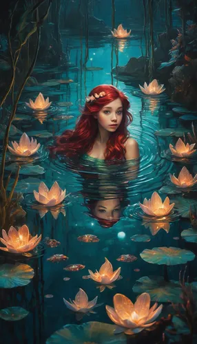 water nymph,rusalka,water lotus,underwater background,submerged,fantasy picture,mermaid background,water rose,nuphar,siren,under the water,fantasy portrait,the blonde in the river,fae,koi pond,merfolk,fantasy art,water-the sword lily,underwater oasis,girl on the river,Conceptual Art,Graffiti Art,Graffiti Art 04