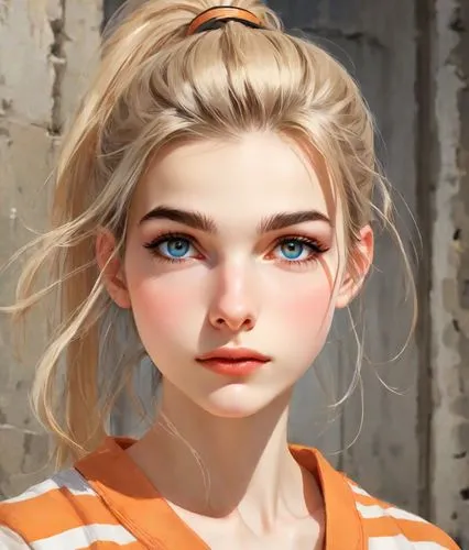 realdoll,girl portrait,clementine,doll's facial features,natural cosmetic,elsa,female doll,cute cartoon character,vector girl,portrait of a girl,cinnamon girl,girl drawing,heterochromia,blond girl,portrait background,fashion vector,bun,illustrator,blonde girl,artist doll,Digital Art,Anime