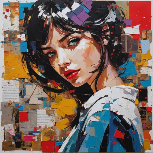 geisha,portrait of a girl,young woman,geisha girl,popart,girl portrait,ann margarett-hollywood,girl-in-pop-art,young girl,cool pop art,marilyn,audrey,asian woman,italian painter,modern pop art,janome chow,girl with cloth,girl in a wreath,han thom,vietnamese woman,Conceptual Art,Oil color,Oil Color 07