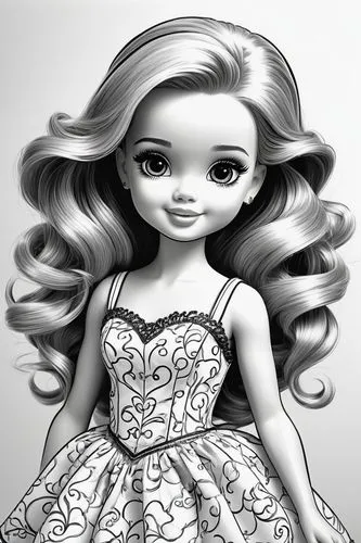 derivable,dressup,dress doll,fashion doll,doll dress,doll's facial features,Illustration,Black and White,Black and White 08