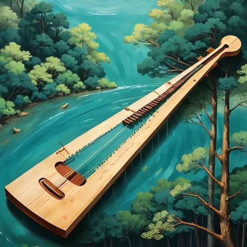 theorbo,dulcimer,kantele,wooden instrument,musical instrument,psaltery,Illustration,Vector,Vector 07