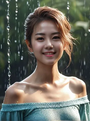 vietnamese woman,rainie,portrait background,asian woman,asian umbrella,wet girl,wet,laotian,rainswept,asian girl,japanese woman,rain shower,digital painting,yuna,world digital painting,photoshoot with water,vietnamese,sooyoung,girl portrait,haiyan,Photography,General,Realistic