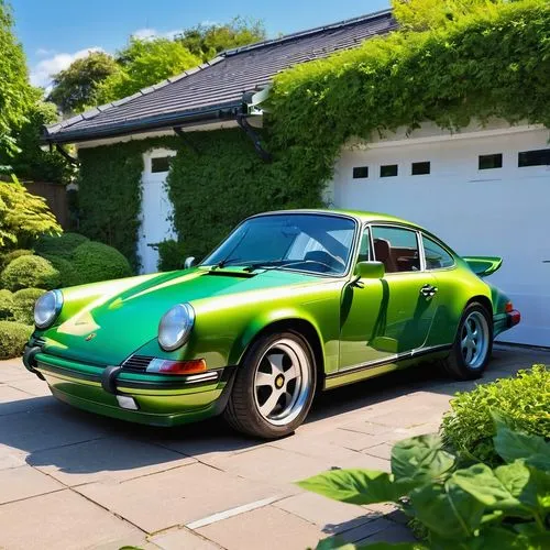 GRANDFATHERS PORSCHE 911 IS PARKED IN A SUNNY SERENE GARAGE BEAUTIFULLY ENSHRINED IN GREENERY
,porsche 911 classic,porsche 911,porsche 930,991,porsche targa,porsche 911 targa,porsche 912,porsche,porsc