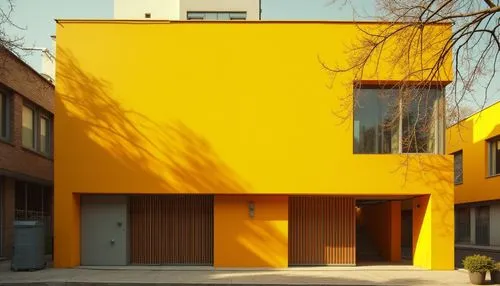 yellow wall,hejduk,mahdavi,rietveld,passivhaus,eisenman,ludwig erhard haus,cubic house,vitra,aalto,yellow orange,corbu,ochre,lohaus,colorful facade,residential house,neutra,konsthall,exzenterhaus,rijksakademie,Photography,General,Realistic