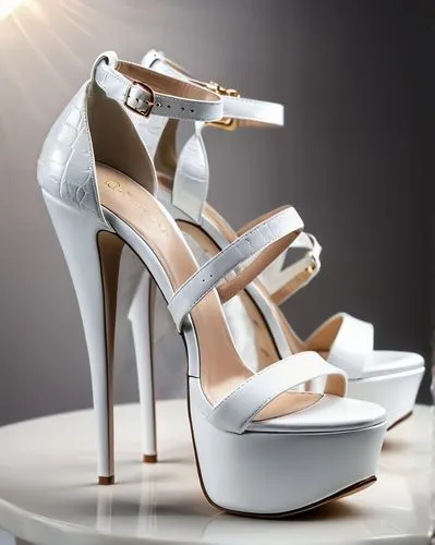 White luxury platform high heels with straps,bridal shoe,bridal shoes,high heeled shoe,high heel shoes,wedding shoes,stiletto-heeled shoe,heeled shoes,heel shoe,high heel,stack-heel shoe,ladies shoes,