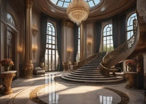 staircase,circular staircase,winding staircase,ornate room,outside staircase,hall of the fallen,staircases,cochere,marble palace,the threshold of the house,baccarat,spiral staircase,theed,neoclassical,citadels,palatial,entrance hall,palladianism,gringotts,grandeur,Art,Artistic Painting,Artistic Painting 30