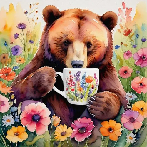 coffee tea illustration,ivan-tea,tea drinking,a cup of tea,tea time,bear kamchatka,watercolor tea,cute bear,flower animal,cup of tea,tea zen,teatime,brown bear,drinking coffee,flower tea,woman drinking coffee,slothbear,flower painting,coffee break,floral with cappuccino,Conceptual Art,Daily,Daily 13