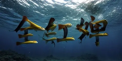 underwater background,cube sea,school of fish,shoal,sea life underwater,underwater world,Realistic,Landscapes,Underwater Exploration