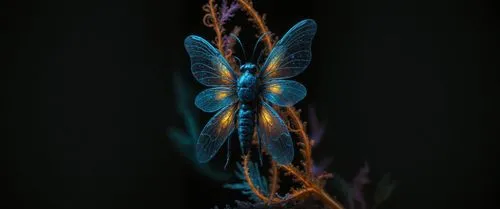 простой темный фон,bioluminescent,bioluminescence,dragonfly,delicate insect,aurora butterfly,hypolycaena,blue-winged wasteland insect,adonis dragonfly,butterfly isolated,large aurora butterfly,electro