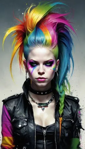 punk design,punk,lauper,rainbow unicorn,rainbow background,electropop,grimes,grunge,mohawk,cyberpunks,jinx,fausta,streampunk,punkish,klayton,punky,rainbow pencil background,multi coloured,celldweller,electronique,Conceptual Art,Fantasy,Fantasy 11