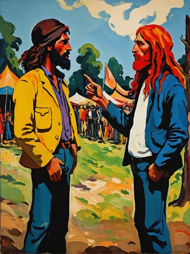 oil on canvas,conversation,rastaman,oil painting on canvas,painting technique,artists,popular art,dispute,vendors,forest workers,hippy market,musicians,khokhloma painting,modern pop art,seller,popart,street artists,cool pop art,great apes,oil painting,Art,Artistic Painting,Artistic Painting 37