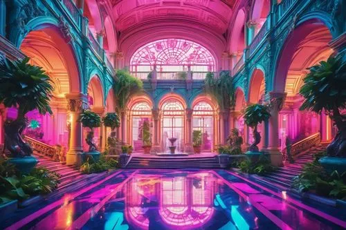 conservatory,kaleidoscape,marble palace,paradisus,oasis,pink city,luxe,tropicana,riviera,glyptotek,lachapelle,hall of the fallen,sanctum,palace,mansion,tropical house,galleria,aesthetic,xanadu,paradiso,Conceptual Art,Sci-Fi,Sci-Fi 28