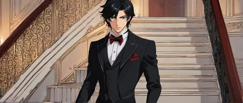 tuxedo just,tuxedo,suit of spades,aristocrat,gentlemanly,formal wear,groom,formal guy,door husband,butler,formal attire,wedding suit,yukio,the groom,male character,dark suit,imperial coat,lupin,bellboy,gentleman,Illustration,Black and White,Black and White 05