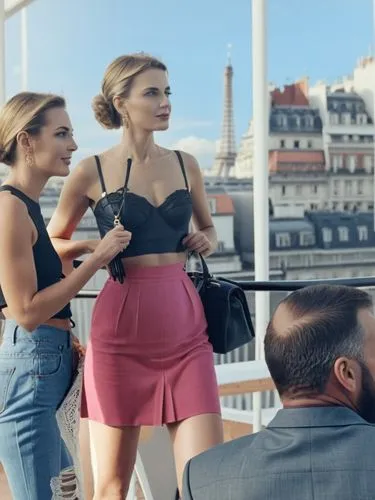 "Aubade", PARIS,the woman is talking to another woman in a pink skirt,parisiennes,young model istanbul,fashiontv,video scene,alycia,french tourists,Photography,General,Realistic